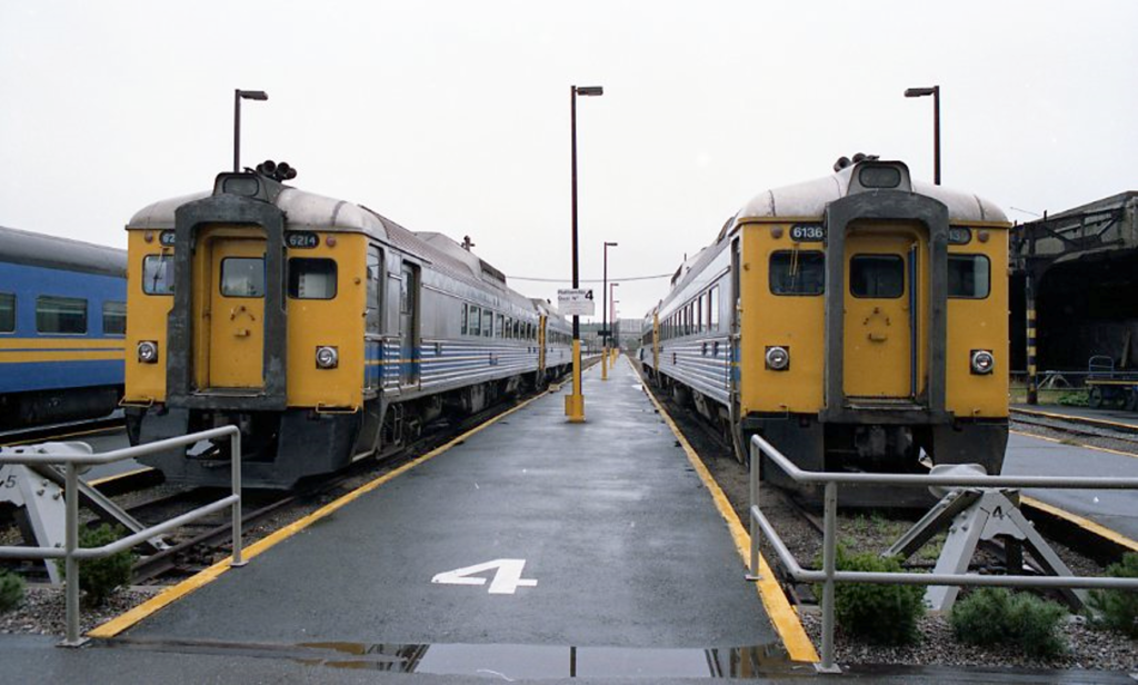 VIA 6214 and 6136 in Halifax, Nova Scotia, 1989